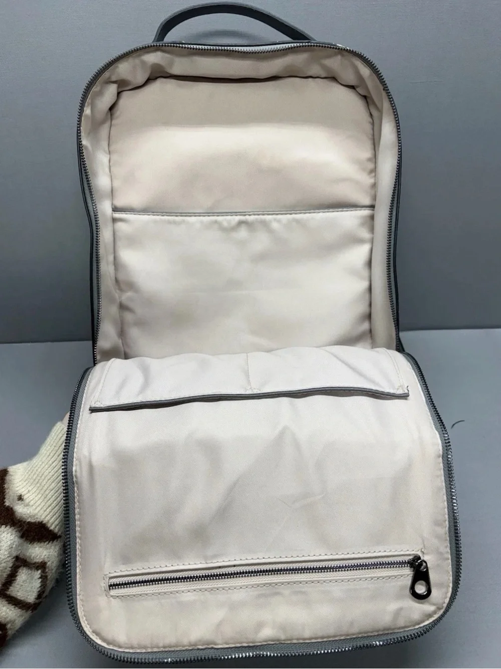 CALPAK Kaya Faux Leather Laptop Backpack Cool Grey